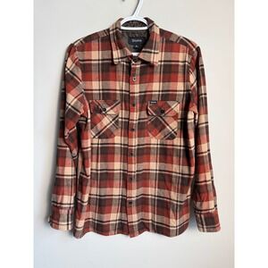 Brixton Mens Plaid Flannel Button Up Shirt Size Medium Gorpcore Cabin Outdoorsy